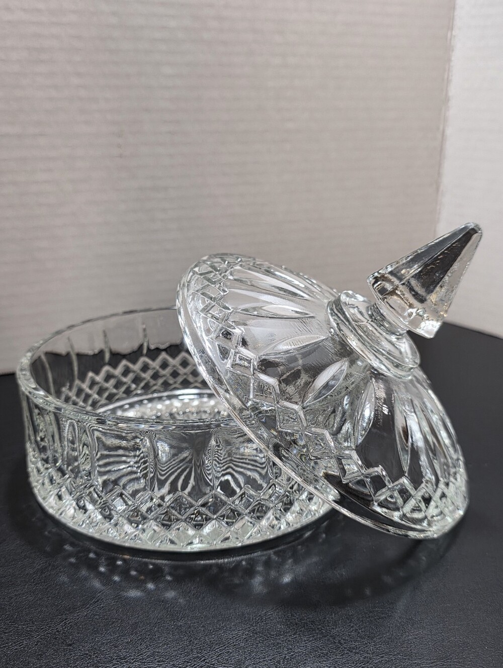 Vintage Indiana Glass Princess Clear Lidded Candy Dish / Powder Jar